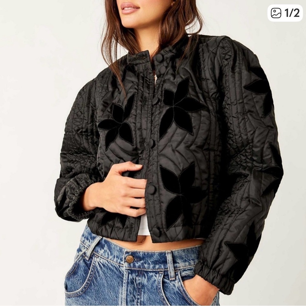 NEW Free People Quinn Quilted Jacket Black Size XS